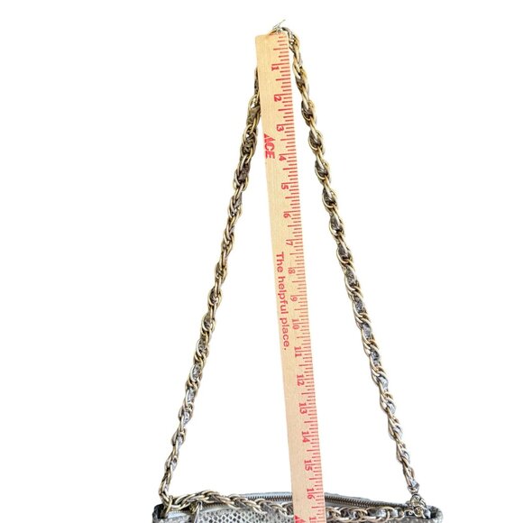 Elliott Lucca 100% Leather Snakeskin Print Hobo Satchel Shoulder Bag Gray - Picture 6 of 15